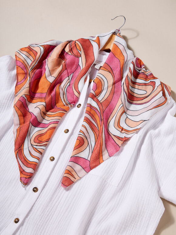 Retro Print Scarf, Pink, large