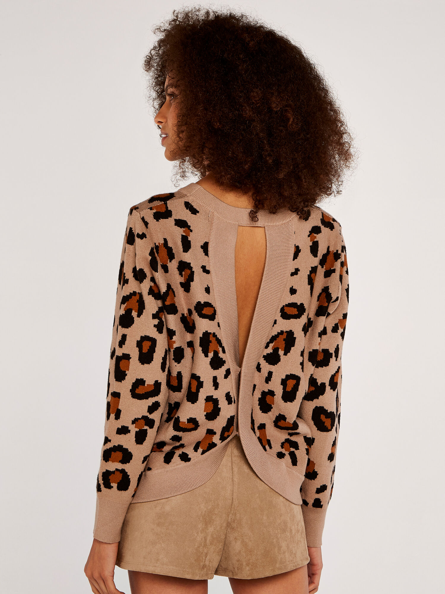 Open back discount leopard sweater