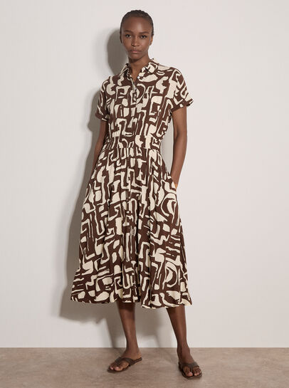 Geo Grecian Shirt Midi Dress