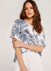 Leaf Print Oversized Tee, Cream, large