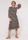 Watercolour Floral Midi Dress, Green, large