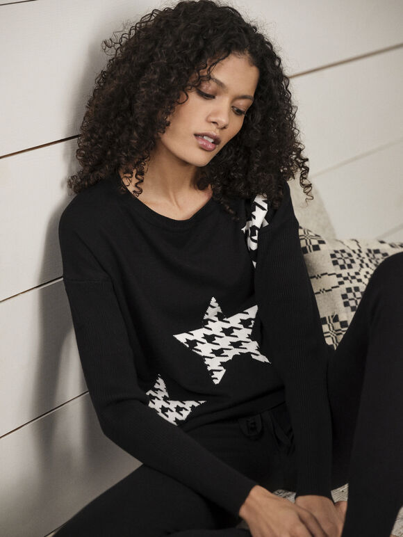 Dogtooth Star Jumper, Black, large