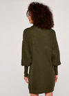 Cowl Neck Jumper Dress, Khaki, large