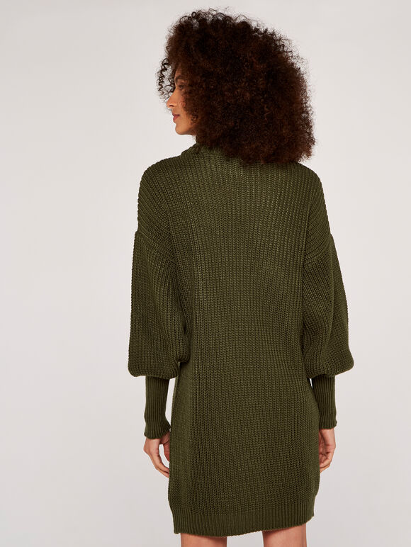 Cowl Neck Jumper Dress, Khaki, large