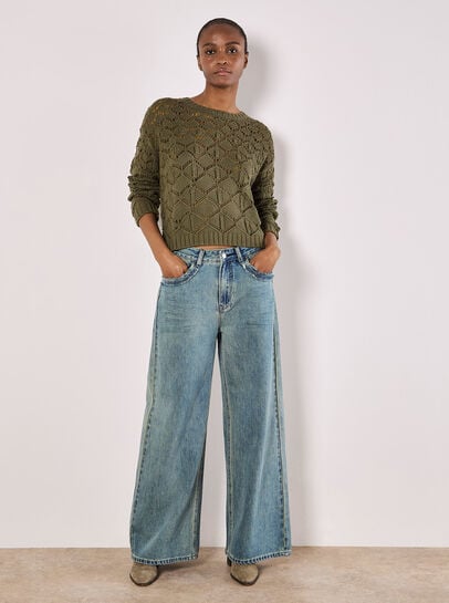 Diamond Pointelle Boxy Jumper