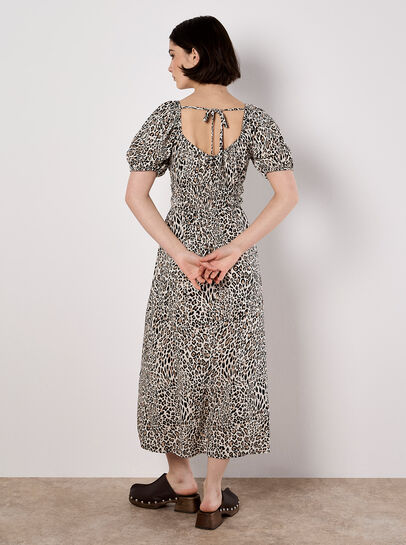 Animal Print Milkmaid Midi Dress