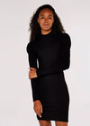 Ruch Shoulder Mini Dress, Black, large