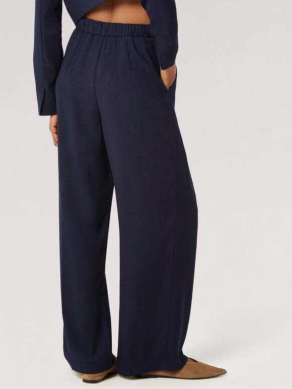 Pleat Detail Soft Tailored Trousers, Navy, large