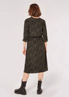 Texture Print Zip Midi Dress, Green, large