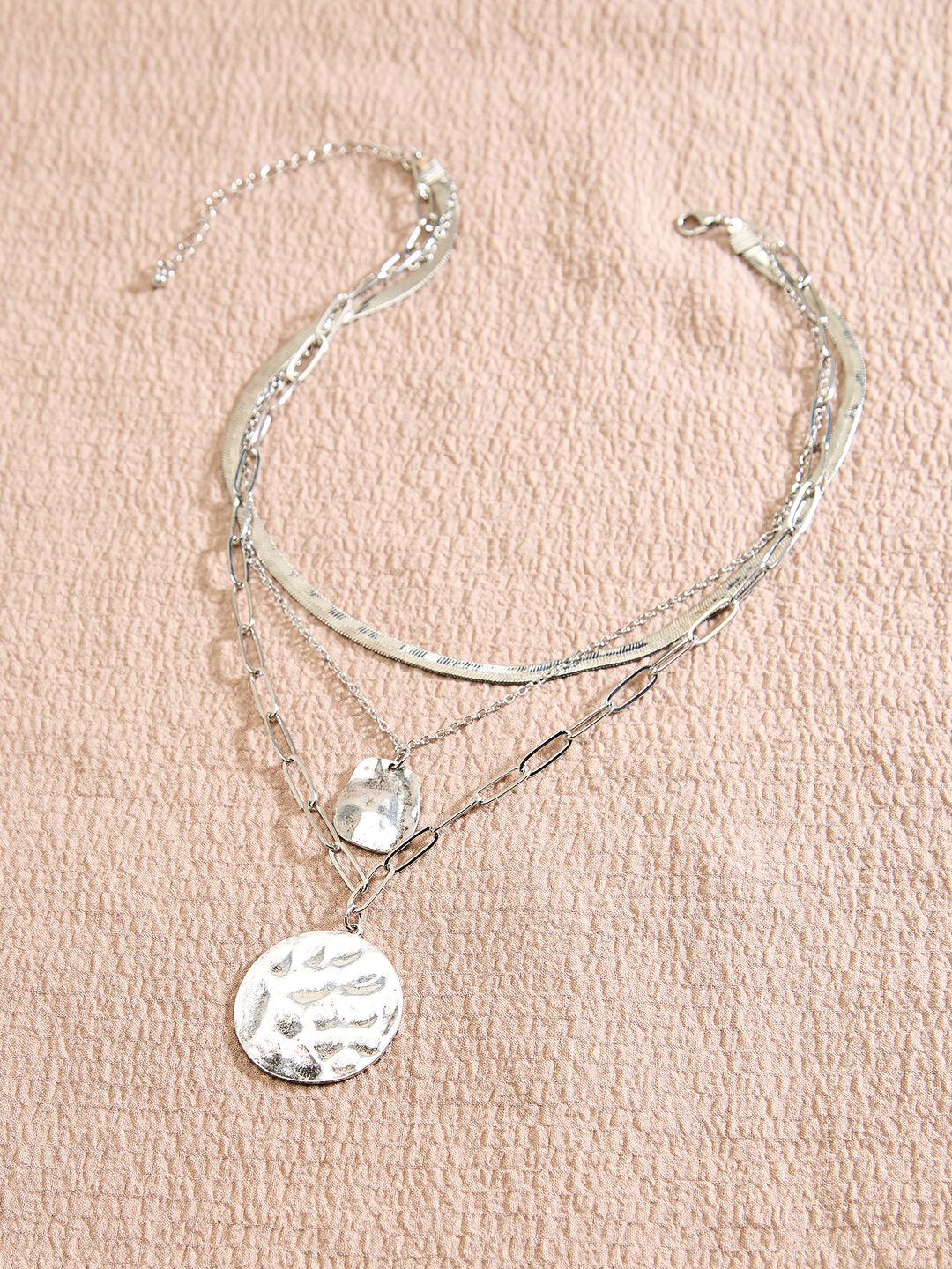 Image of Silver Tone Layered Pendant Necklace