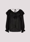 Ruffle Collar Blouse, Black, large