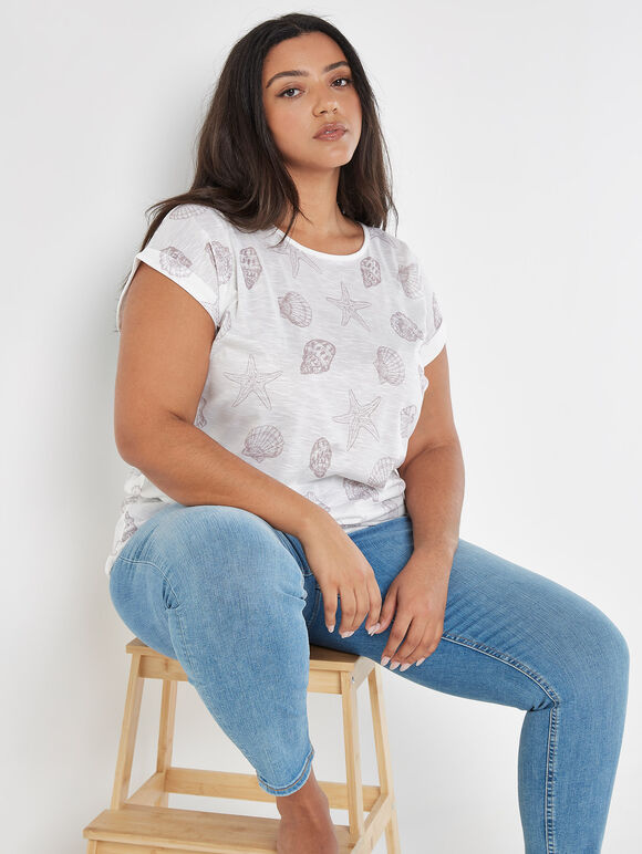 Seashell Shore Slub Top, Cream, large