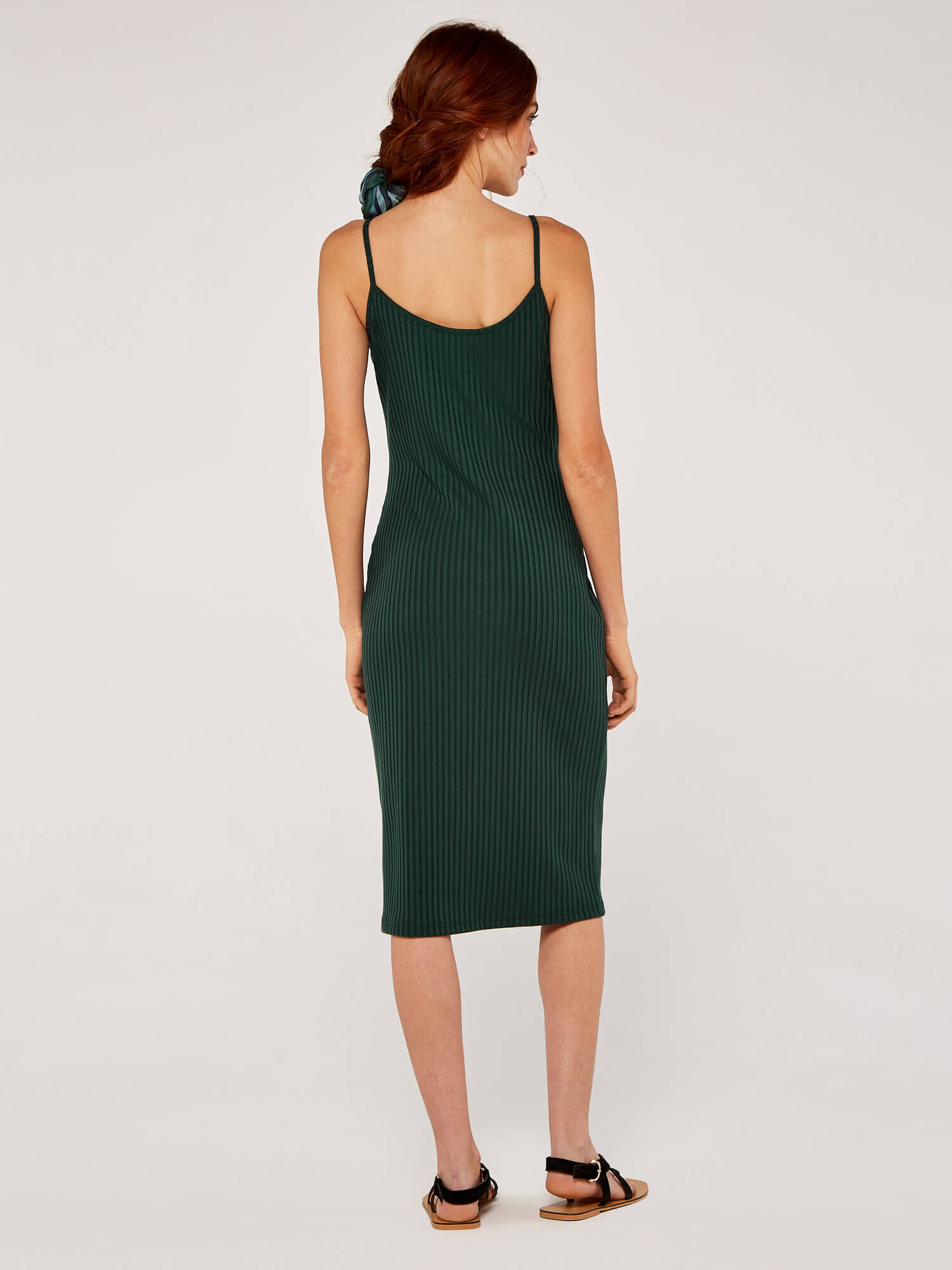 Ribbed Cami Midi Dress Apricot Clothing