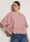 Embroidered Cotton Top, Coral, large