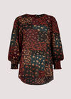 Patchwork Ditsy Floral Top, Black, large