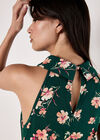 Halterneck Tiered Floral Mini Dress, Green, large