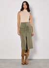 Pinstripe Cargo Midi Skirt, Khaki, large