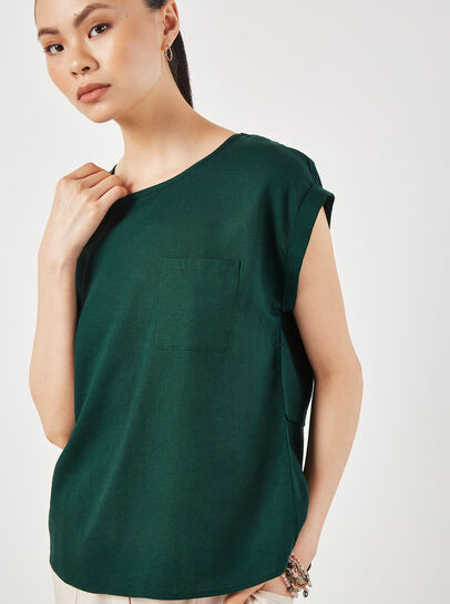 Linen Blend Split Back Oversized Top