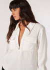 Soft Twill Zip Blouse, White, large