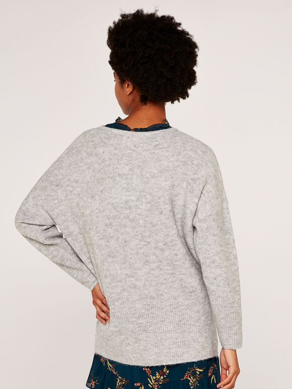 Lurex Sequin Jumper, Light Grey / Silver, large