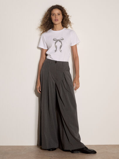 Metallic Bow Print Cotton T-Shirt