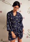 Botanical Print Tie Waist Kimono, Navy, large