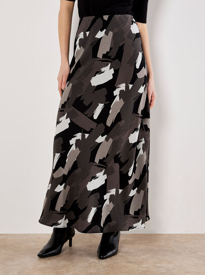 Brushstroke Bias Maxi Skirt