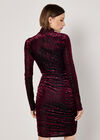 Animal Jacquard Velvet Mini Dress, Burgundy, large
