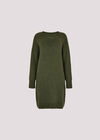 Ribbed Knit Jumper Mini Dress, Green, large