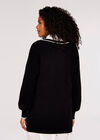 Contrast Trim Gold Button Cardigan, Black, large
