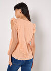 Cotton Broderie Ruffle Shoulder Top, Peach, large