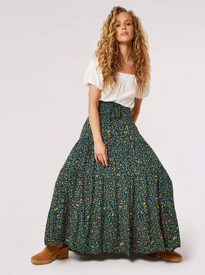 Floral Smock Maxi Skirt
