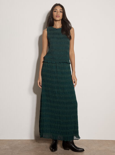 Ruched Chiffon Maxi Skirt