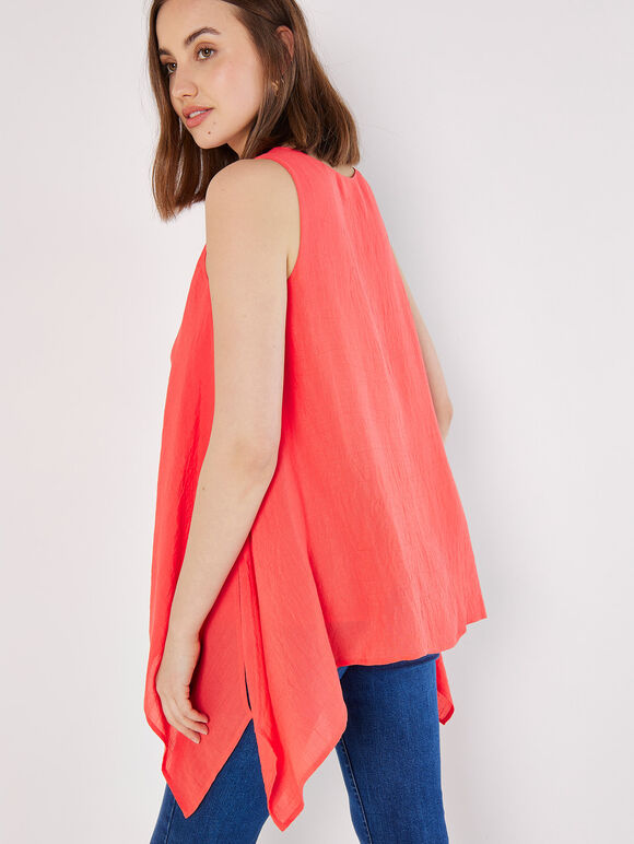 Shimmer Slub Shark Hem Top, Red, large