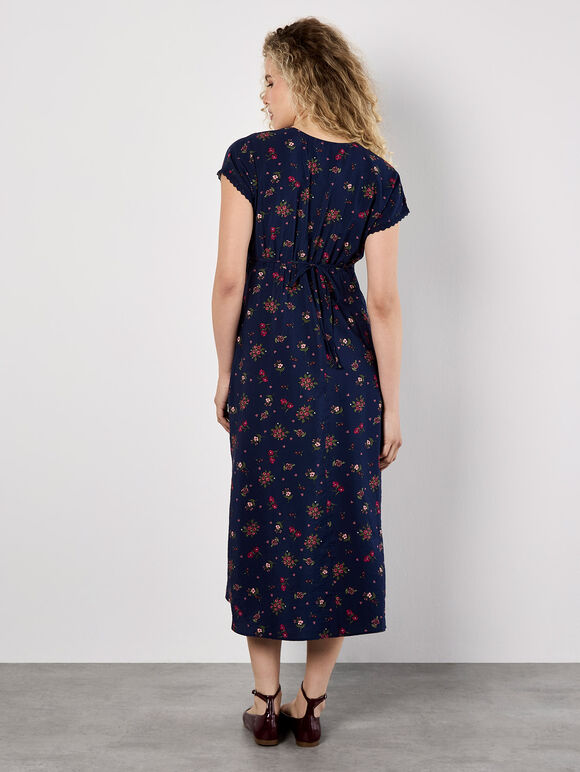 Floral Heart Midi Dress, Navy, large