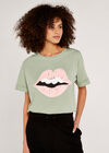 Lips And Teeth Graphic T-Shirt, Green, large