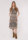 Ikat Patchwork Midi Dress, Rust, large