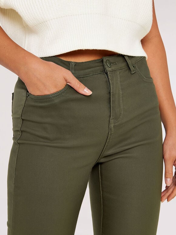 Sienna Coated Skinny Jeans, Khaki, large