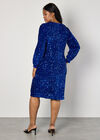 Velvet Sequin Mini Dress, Blue, large