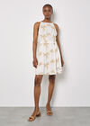 Embroidered Palms Minii Dress, Cream, large