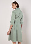 Cotton Stripe Shirt Mini Dress, Green, large