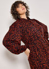 Curve Abstract Texture Shirt Midi Dress, Burgundy, large