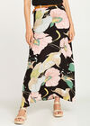 Pond Abstract Floral Maxi Skirt, Black, large