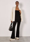 Jersey Flare Trousers, Black, large