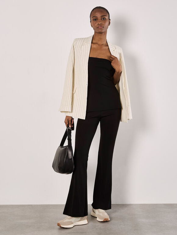 Jersey Flare Trousers, Black, large
