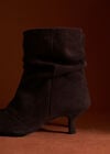 Slouchy Suede Kitten Heel Boots, Brown, large