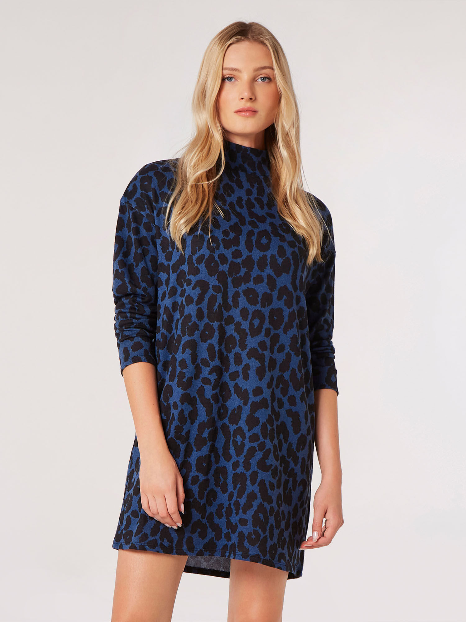 Navy blue on sale mock neck dress