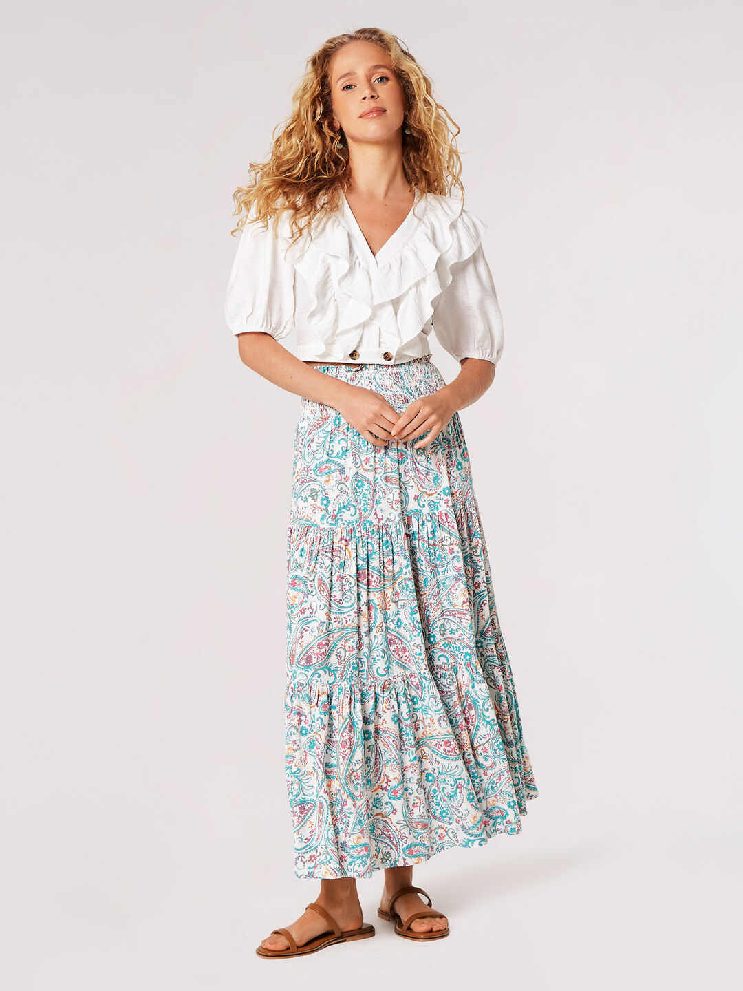 Image of Paisley Tiered Maxi Skirt