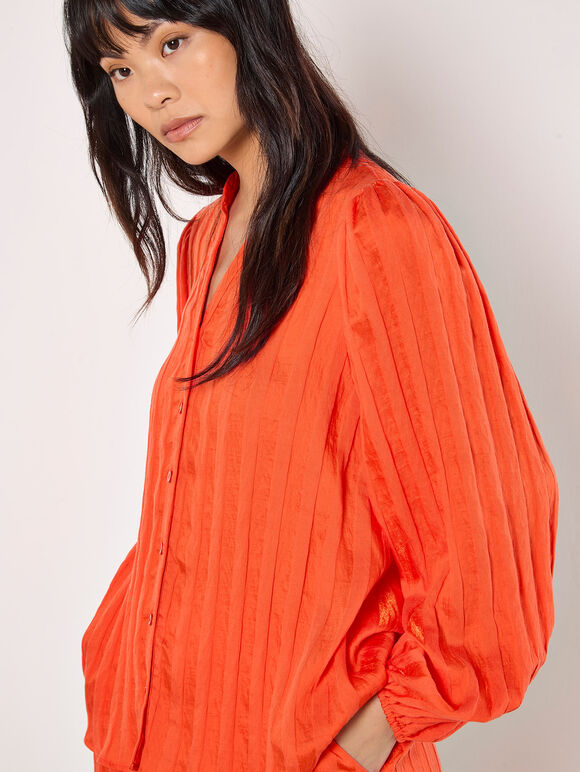 Self Stripe Shirt, Orange, large