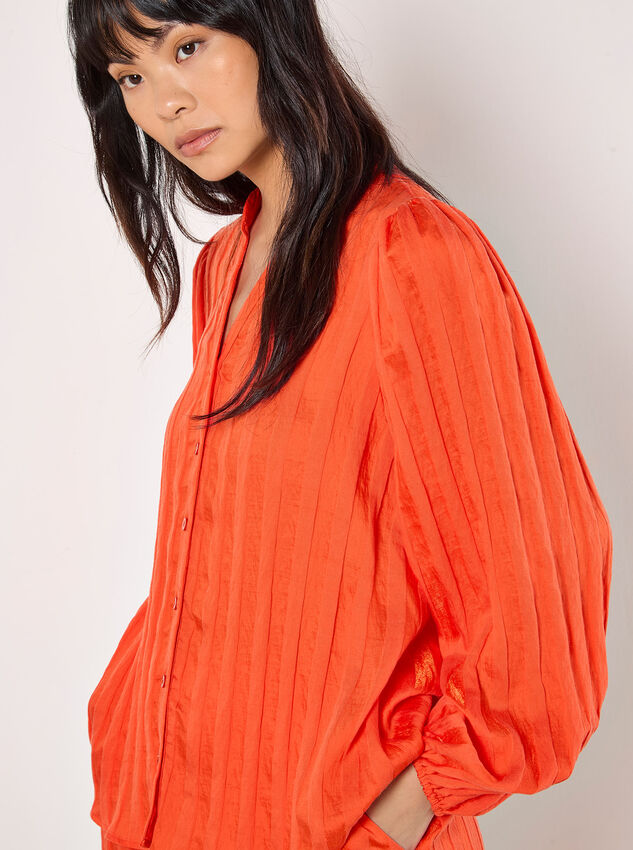 Self Stripe Shirt, Orange, large